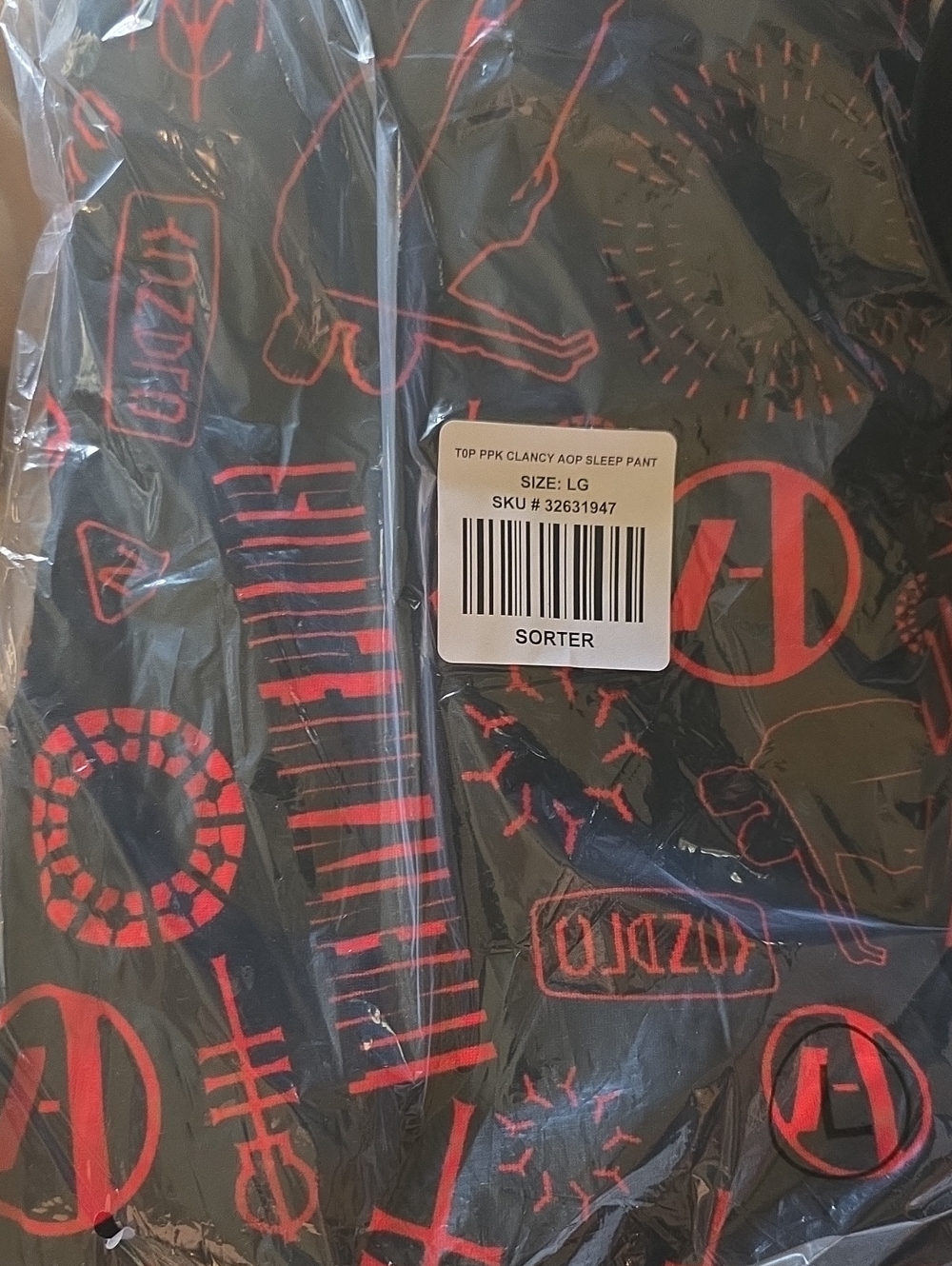 Clancy Black Sleep Pant with Red Graphic Print